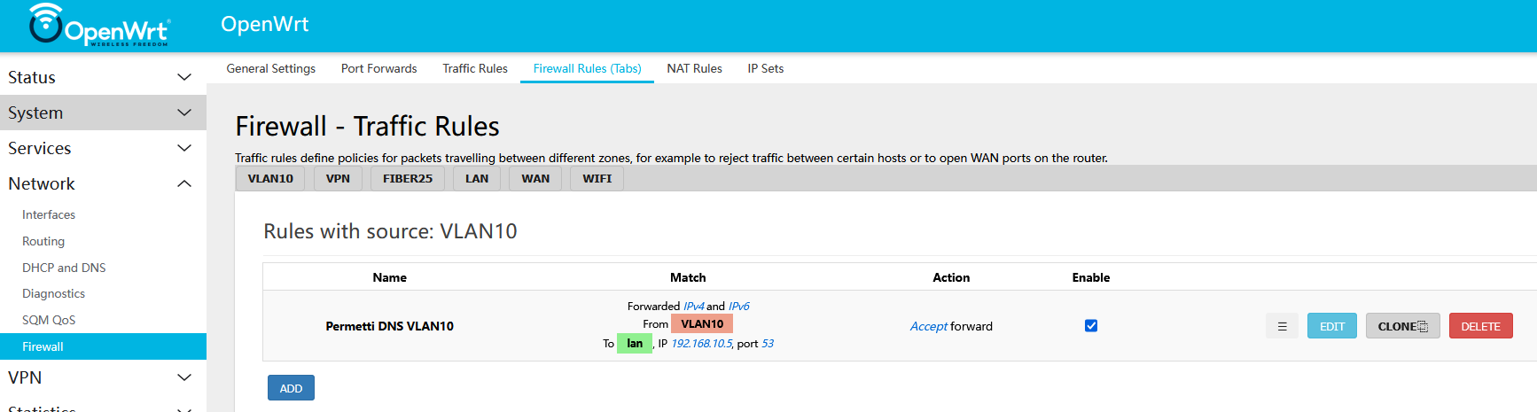 Firewall Tabs Screenshot
